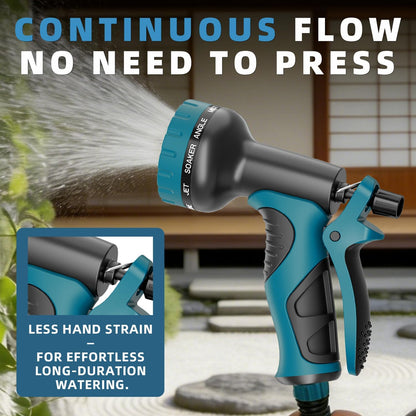 Garden Water Hose Nozzle, Water Spray Nozzle with 10 Spray Modes Suitable for Watering Plants, Iawns and Gardens, Car Washing, Cleaning, Showering Pets and Outdoor Fun, Green