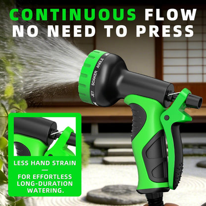 Garden Water Hose Nozzle, Water Spray Nozzle with 10 Spray Modes Suitable for Watering Plants, Iawns and Gardens, Car Washing, Cleaning, Showering Pets and Outdoor Fun, Green
