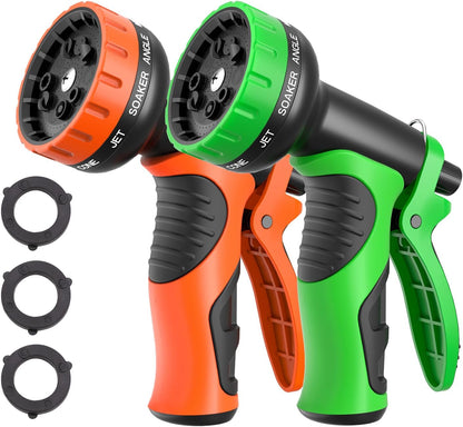 Garden Water Hose Nozzle, Water Spray Nozzle with 10 Spray Modes Suitable for Watering Plants, Iawns and Gardens, Car Washing, Cleaning, Showering Pets and Outdoor Fun, Green