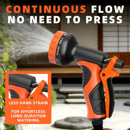 Garden Water Hose Nozzle, Water Spray Nozzle with 10 Spray Modes Suitable for Watering Plants, Iawns and Gardens, Car Washing, Cleaning, Showering Pets and Outdoor Fun, Green