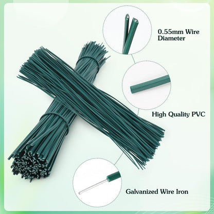 200 PCS Twist Ties for Plants, 7.8 Inch Garden Twist Ties Reusable Green Cable Tie with Rugged Metal Innercores for Bread Cake Pop Candy Bags Cable Organization Christmas Tree Gardening Decor