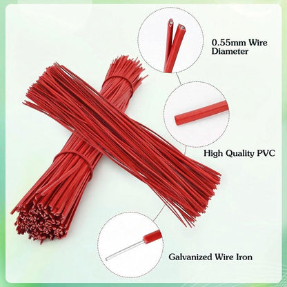 200 PCS Twist Ties for Plants, 7.8 Inch Garden Twist Ties Reusable Green Cable Tie with Rugged Metal Innercores for Bread Cake Pop Candy Bags Cable Organization Christmas Tree Gardening Decor
