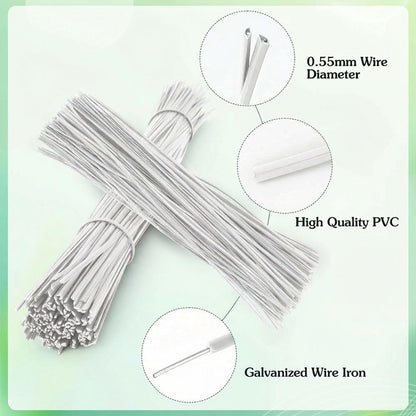 200 PCS Twist Ties for Plants, 7.8 Inch Garden Twist Ties Reusable Green Cable Tie with Rugged Metal Innercores for Bread Cake Pop Candy Bags Cable Organization Christmas Tree Gardening Decor