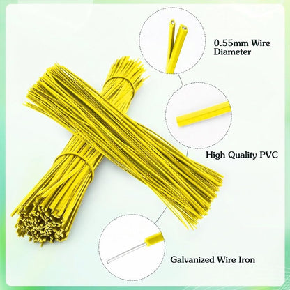 200 PCS Twist Ties for Plants, 7.8 Inch Garden Twist Ties Reusable Green Cable Tie with Rugged Metal Innercores for Bread Cake Pop Candy Bags Cable Organization Christmas Tree Gardening Decor