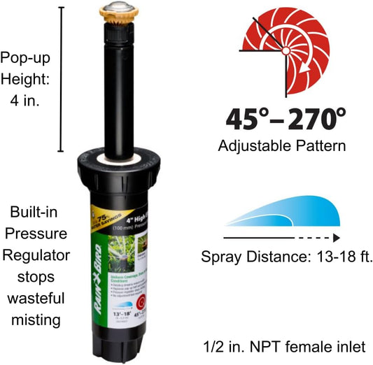 12SAPROPR HE Pro Rotary Sprinkler, Adj 45-270°, 13-18 Feet, 4"