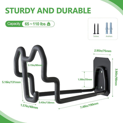 Wall Mount Hose Holder with Nozzle Slot,Rust Resistant,Matte Black