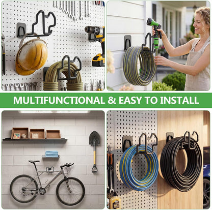 Wall Mount Hose Holder with Nozzle Slot,Rust Resistant,Matte Black