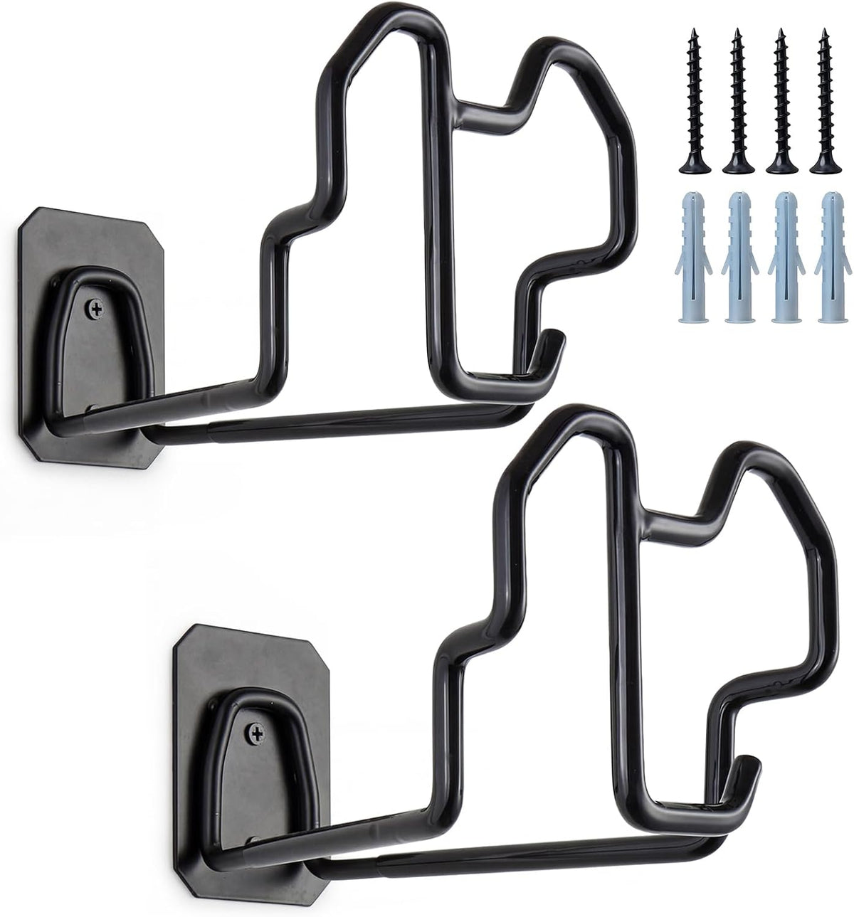 Wall Mount Hose Holder with Nozzle Slot,Rust Resistant,Matte Black