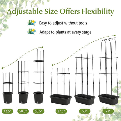 2 Pack Tomato Cage, Metal Garden Trellis w/Adjustable Height & Self-Watering System for Vines Potted Plants Vegetables, Tall Plant Support Tomato Trellis w/Planter Box