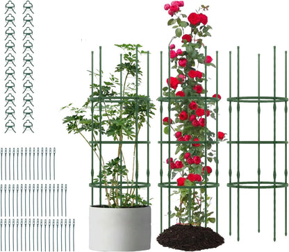 2 Pack Tomato Cage, Metal Garden Trellis w/Adjustable Height & Self-Watering System for Vines Potted Plants Vegetables, Tall Plant Support Tomato Trellis w/Planter Box
