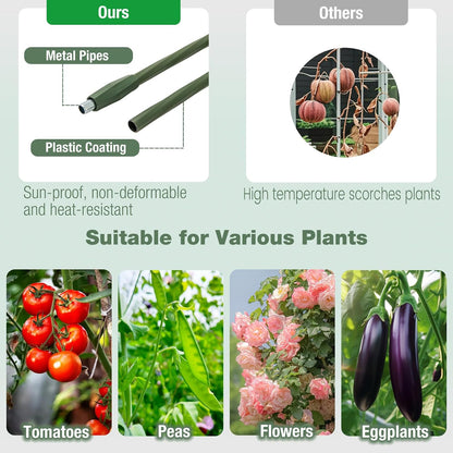 2 Pack Tomato Cage, Metal Garden Trellis w/Adjustable Height & Self-Watering System for Vines Potted Plants Vegetables, Tall Plant Support Tomato Trellis w/Planter Box