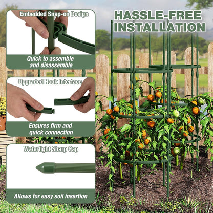2 Pack Tomato Cage, Metal Garden Trellis w/Adjustable Height & Self-Watering System for Vines Potted Plants Vegetables, Tall Plant Support Tomato Trellis w/Planter Box