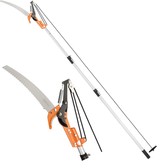 Telescopic Tree Pruner & Lopper 2 in 1 – Long Reach 3.3m Cutter, Retractable & Extendable Pole Saw for Branches – Lightweight Aluminium Pole, Steel Blade – Blade Cover Included