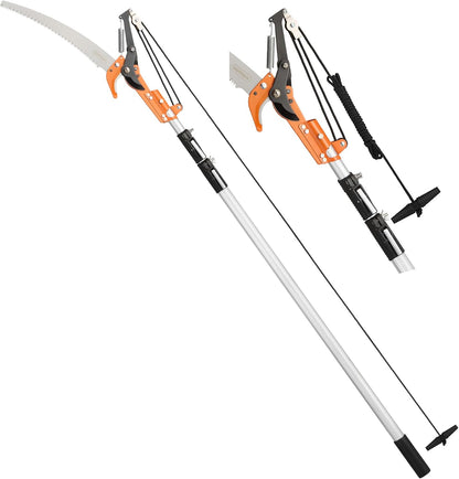 Telescopic Tree Pruner & Lopper 2 in 1 – Long Reach 3.3m Cutter, Retractable & Extendable Pole Saw for Branches – Lightweight Aluminium Pole, Steel Blade – Blade Cover Included