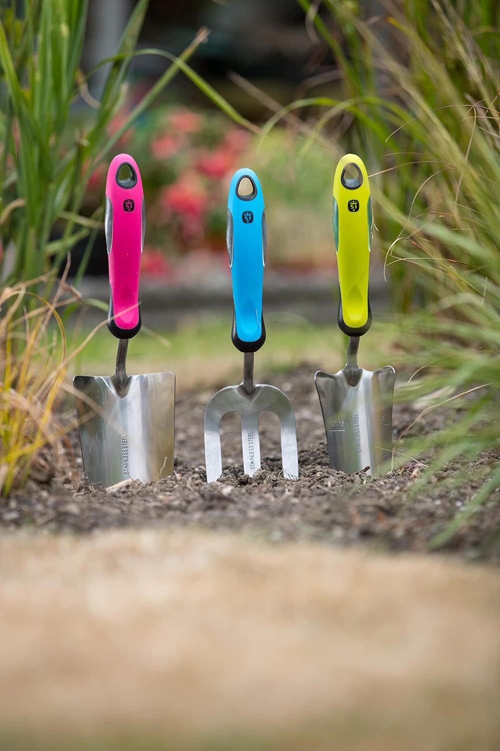 3056KEW Kew Gardens Neverbend Stainless 3 Piece Hand Tool Gift Set – Planting Trowel, Transplant Trowel & Weed Fork – Mirror-Polished Stainless Steel Heads