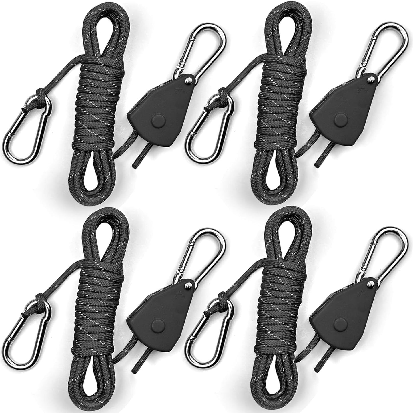 15ft Rope Ratchet Tie Downs Paracord Strap Camping Tensioner 1/8 in
