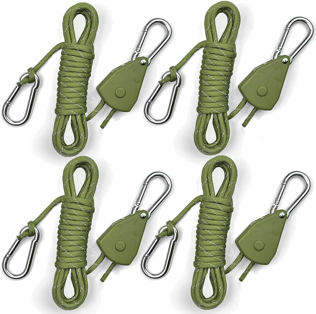 15ft Rope Ratchet Tie Downs Paracord Strap Camping Tensioner 1/8 in