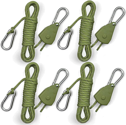 15ft Rope Ratchet Tie Downs Paracord Strap Camping Tensioner 1/8 in