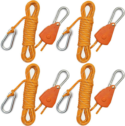 15ft Rope Ratchet Tie Downs Paracord Strap Camping Tensioner 1/8 in