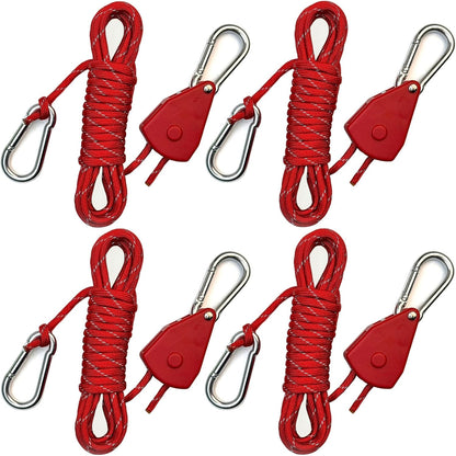 15ft Rope Ratchet Tie Downs Paracord Strap Camping Tensioner 1/8 in