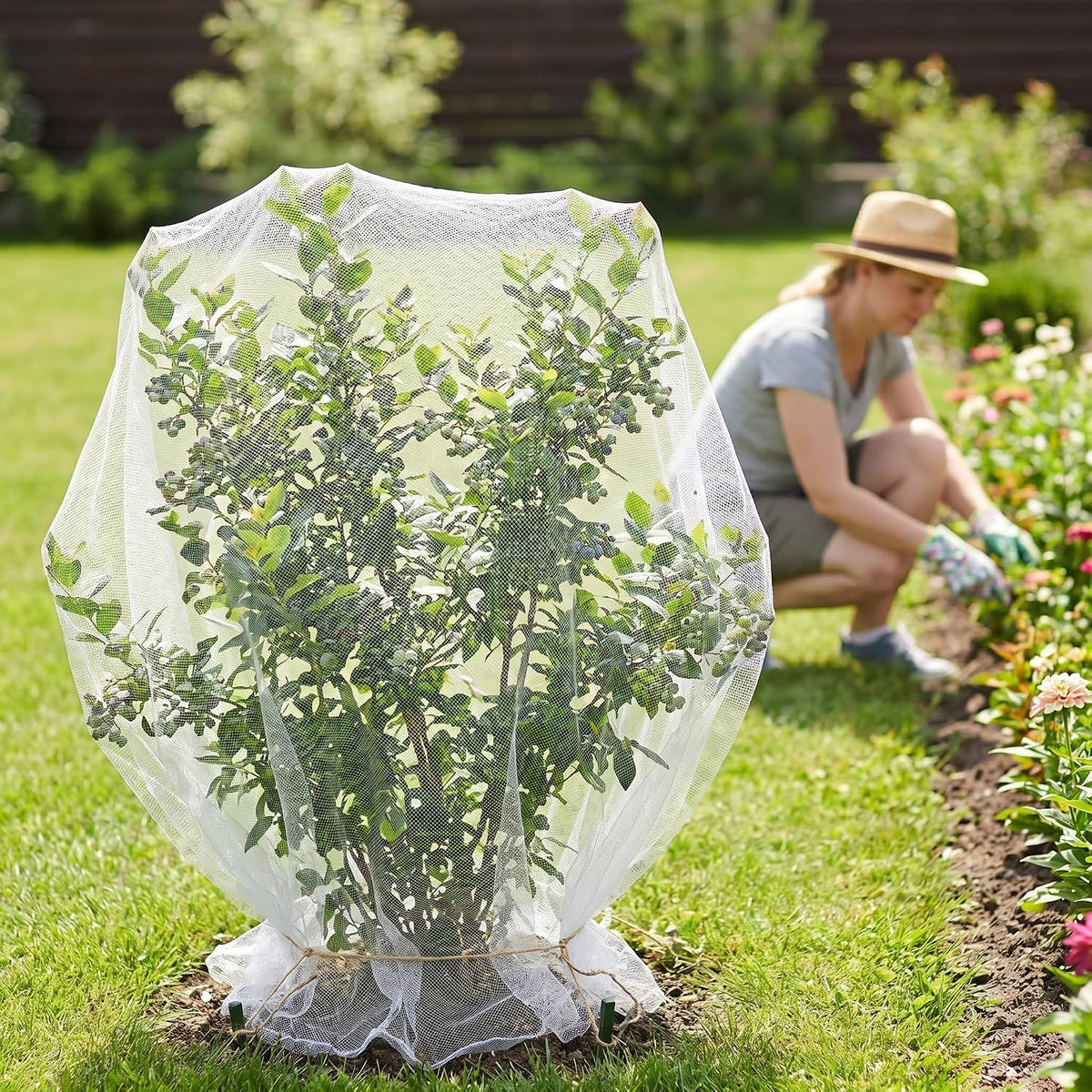 8.2 x 16.4 feet Bug Insect Barrier Bird Net Barrier Hunting Blind Garden Netting Planter Mesh for Protect Plants Flowers Fruits Trees
