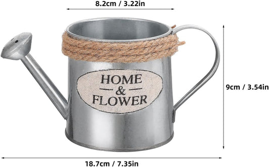 3-Pack Galvanized Metal Vases with Jute Handles for Dried Flowers