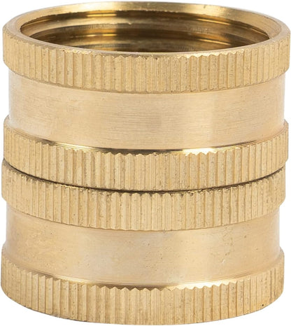 Garden Hose Adapter, 3/4 Inch Solid Brass Hose Connectors, 2 Pack Hose Connector with 2 Extra Washers (Female to Female)