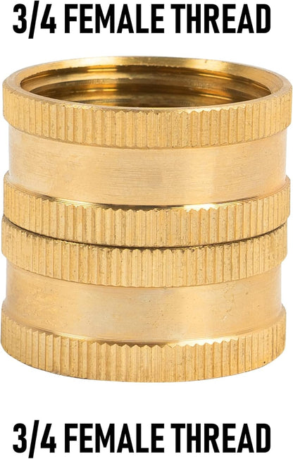 Garden Hose Adapter, 3/4 Inch Solid Brass Hose Connectors, 2 Pack Hose Connector with 2 Extra Washers (Female to Female)