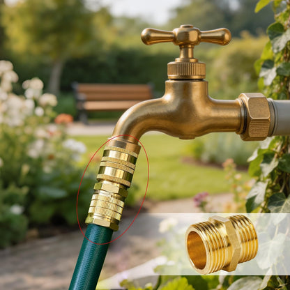 Garden Hose Adapter, 3/4 Inch Solid Brass Hose Connectors, 2 Pack Hose Connector with 2 Extra Washers (Female to Female)