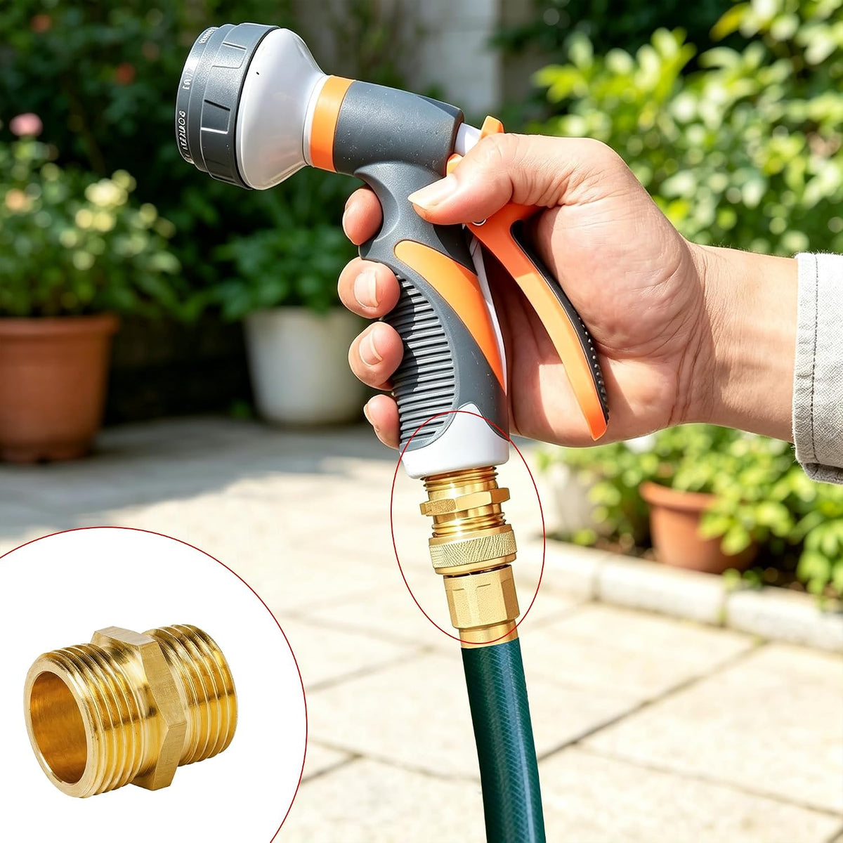 Garden Hose Adapter, 3/4 Inch Solid Brass Hose Connectors, 2 Pack Hose Connector with 2 Extra Washers (Female to Female)