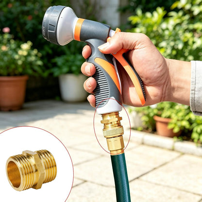 Garden Hose Adapter, 3/4 Inch Solid Brass Hose Connectors, 2 Pack Hose Connector with 2 Extra Washers (Female to Female)