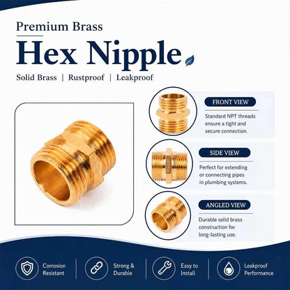 Garden Hose Adapter, 3/4 Inch Solid Brass Hose Connectors, 2 Pack Hose Connector with 2 Extra Washers (Female to Female)