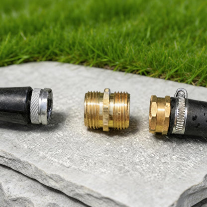 Garden Hose Adapter, 3/4 Inch Solid Brass Hose Connectors, 2 Pack Hose Connector with 2 Extra Washers (Female to Female)