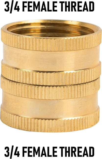 Garden Hose Adapter, 3/4 Inch Solid Brass Hose Connectors, 2 Pack Hose Connector with 2 Extra Washers (Female to Female)