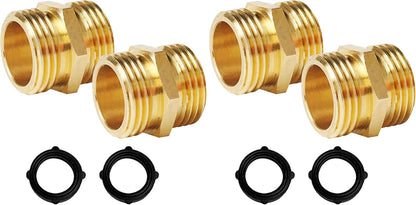 Garden Hose Adapter, 3/4 Inch Solid Brass Hose Connectors, 2 Pack Hose Connector with 2 Extra Washers (Female to Female)