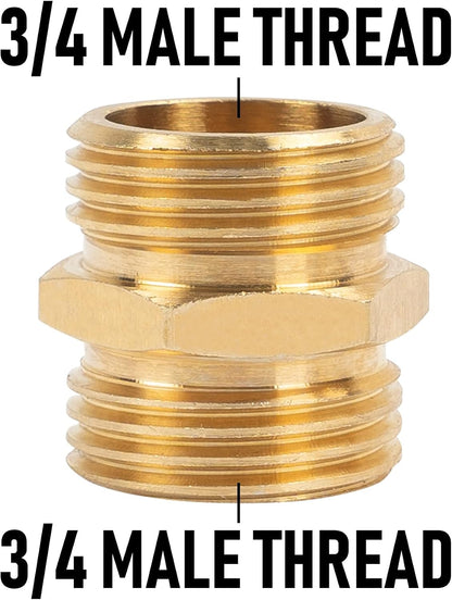 Garden Hose Adapter, 3/4 Inch Solid Brass Hose Connectors, 2 Pack Hose Connector with 2 Extra Washers (Female to Female)