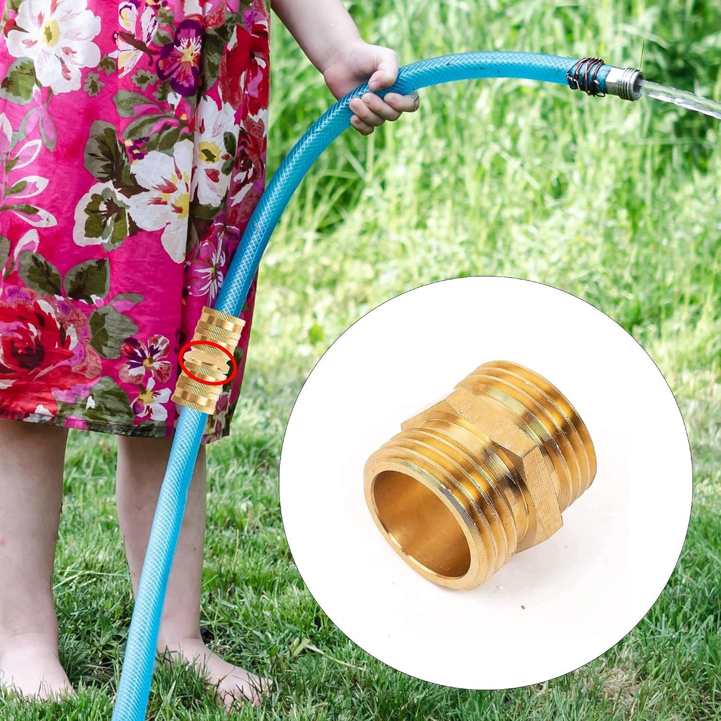 Garden Hose Adapter, 3/4 Inch Solid Brass Hose Connectors, 2 Pack Hose Connector with 2 Extra Washers (Female to Female)