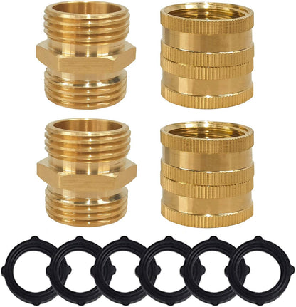 Garden Hose Adapter, 3/4 Inch Solid Brass Hose Connectors, 2 Pack Hose Connector with 2 Extra Washers (Female to Female)