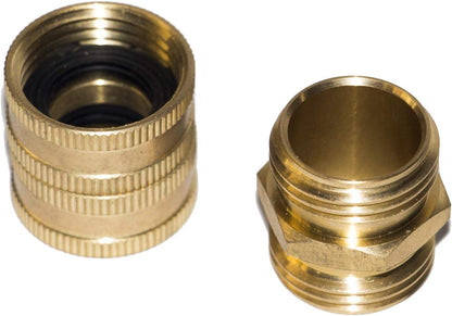 Garden Hose Adapter, 3/4 Inch Solid Brass Hose Connectors, 2 Pack Hose Connector with 2 Extra Washers (Female to Female)
