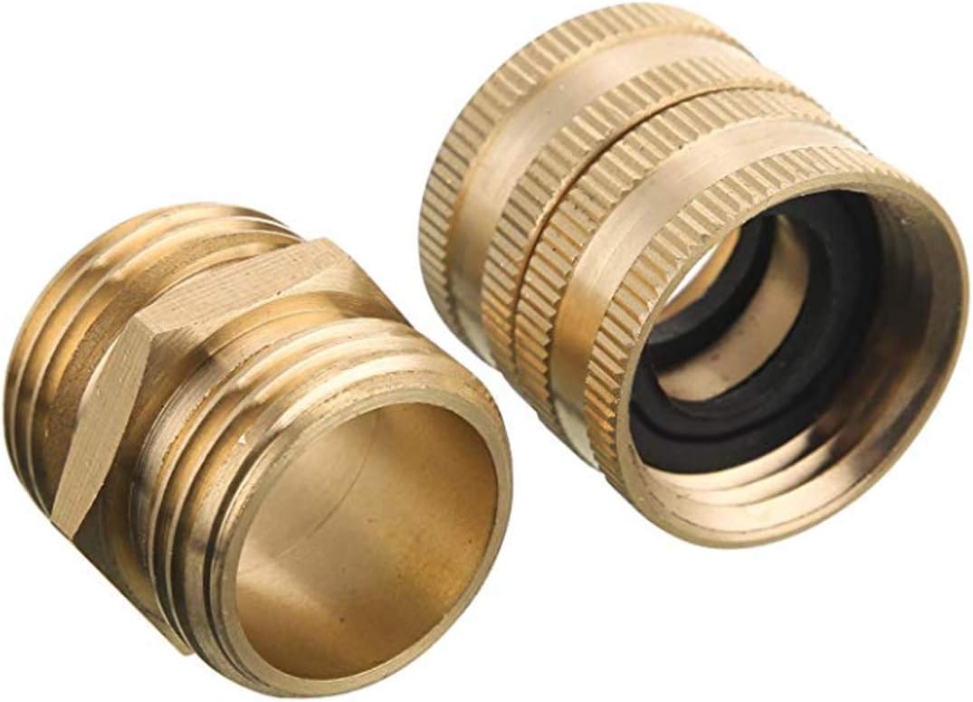 Garden Hose Adapter, 3/4 Inch Solid Brass Hose Connectors, 2 Pack Hose Connector with 2 Extra Washers (Female to Female)