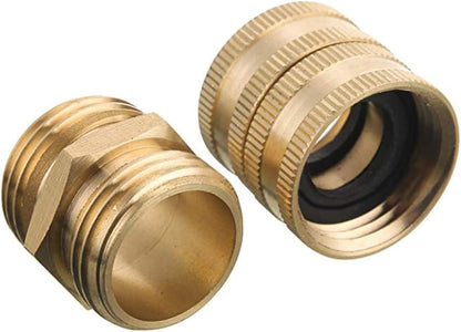 Garden Hose Adapter, 3/4 Inch Solid Brass Hose Connectors, 2 Pack Hose Connector with 2 Extra Washers (Female to Female)