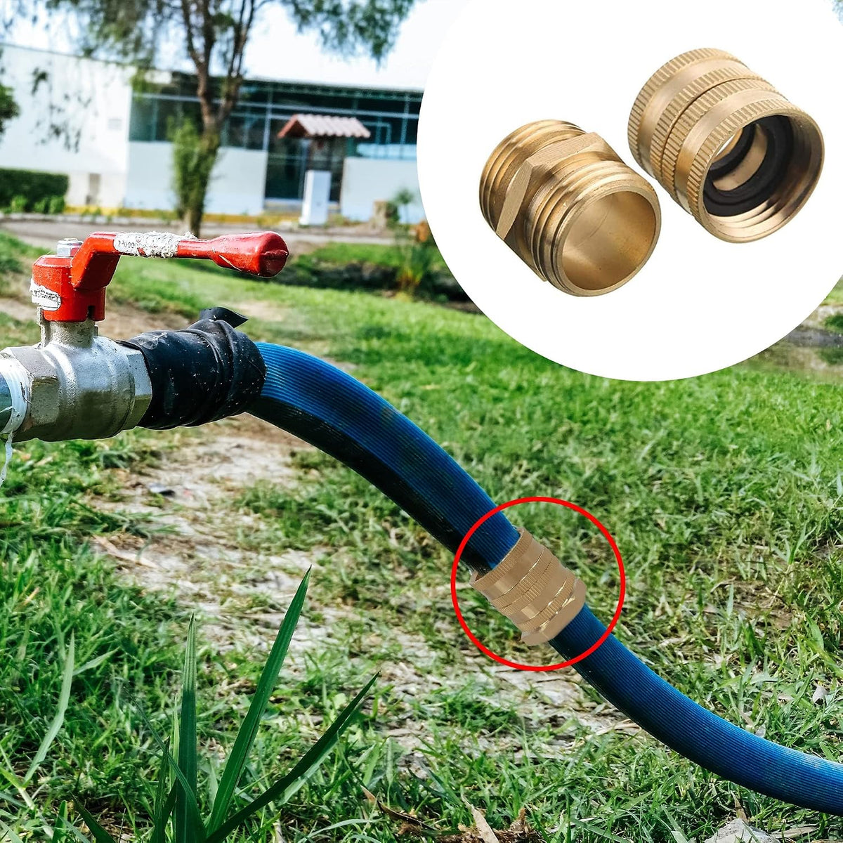 Garden Hose Adapter, 3/4 Inch Solid Brass Hose Connectors, 2 Pack Hose Connector with 2 Extra Washers (Female to Female)