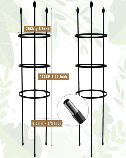 2-Pack Garden Trellis for Climbing Plants Outdoor Indoor, 47-Inch Adjustable Metal Trellis for Potted Plants, Tall Plant Support for Jasmine, Clematis and Other Climbing Flowers