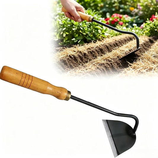 All-Steel Hardened Hollow Hoe, 2026 Japanese Garden Hand Hoe/Sickle Weed Puller Tool, Sharp Composite Steel Hand Weeder with Wood Handle for Digging, Loosening Soil & Planting