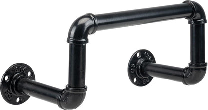 MyGift Wall Mounted Black Metal Garden Hose Holder with Pipe Design