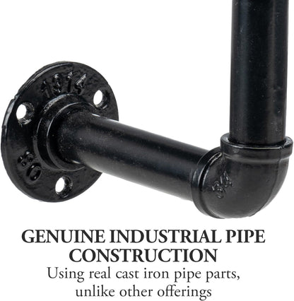 MyGift Wall Mounted Black Metal Garden Hose Holder with Pipe Design