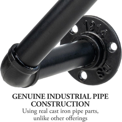 MyGift Wall Mounted Black Metal Garden Hose Holder with Pipe Design