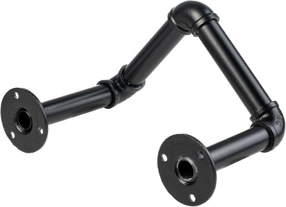 MyGift Wall Mounted Black Metal Garden Hose Holder with Pipe Design