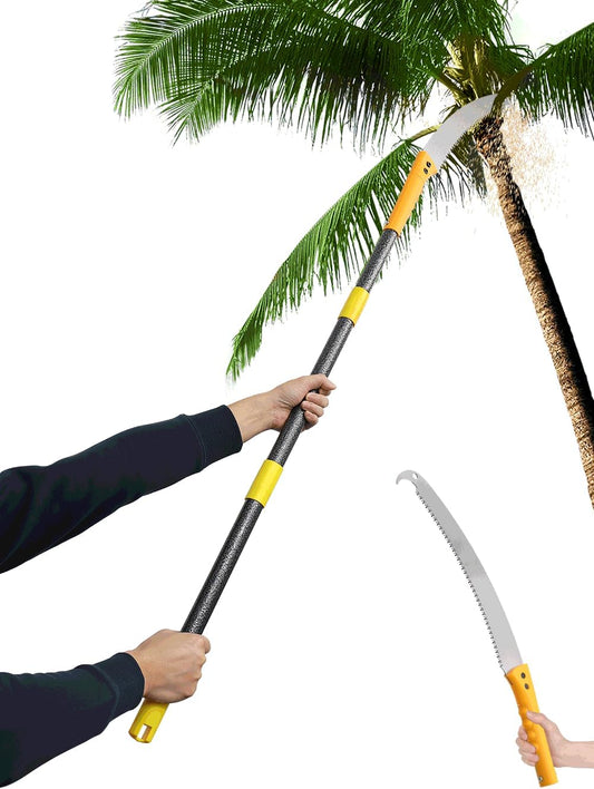 Pole Saw for Tree Trimming, 8FT Lightweight 2 in 1 Manual Hand Saws Tree Trimmer Pole Saw, Sharp Steel Blade, Adjustable Branch Cutter Pruner for Yard Walkway Oak Palm Fruit Pine and Fir Limbs Cutting