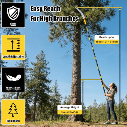 Pole Saw for Tree Trimming, 8FT Lightweight 2 in 1 Manual Hand Saws Tree Trimmer Pole Saw, Sharp Steel Blade, Adjustable Branch Cutter Pruner for Yard Walkway Oak Palm Fruit Pine and Fir Limbs Cutting